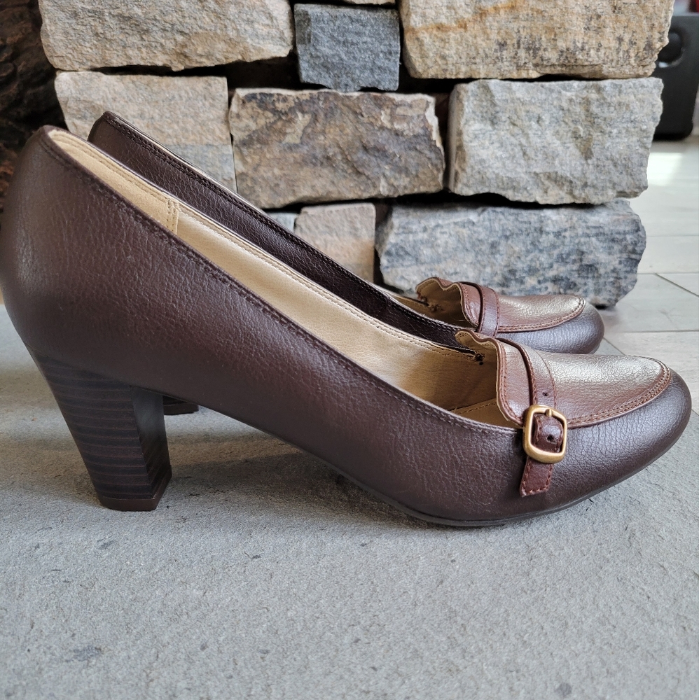 Dressbarn Heel Loafer Pumps Multitoned Brown